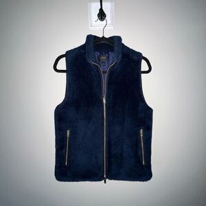 J Crew Navy Faux Fur Vest - Sz S